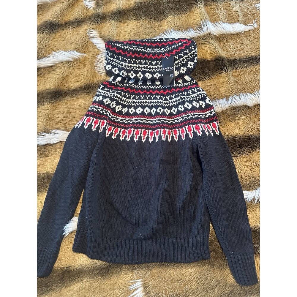 LRL Ralph Lauren Fair Isle Cotton Turtleneck Sweater S NWT Defect Non-Wool